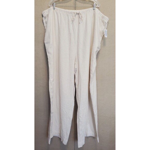 Old Navy Women's Linen Blend Striped Wide Leg Drawstring Waist Pants Sz 3X NWT - Picture 1 of 9